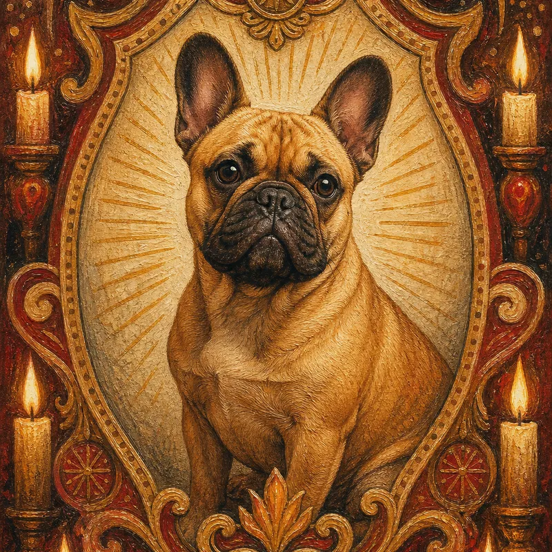 French Bulldog portrait — haitian vodou altar paint
