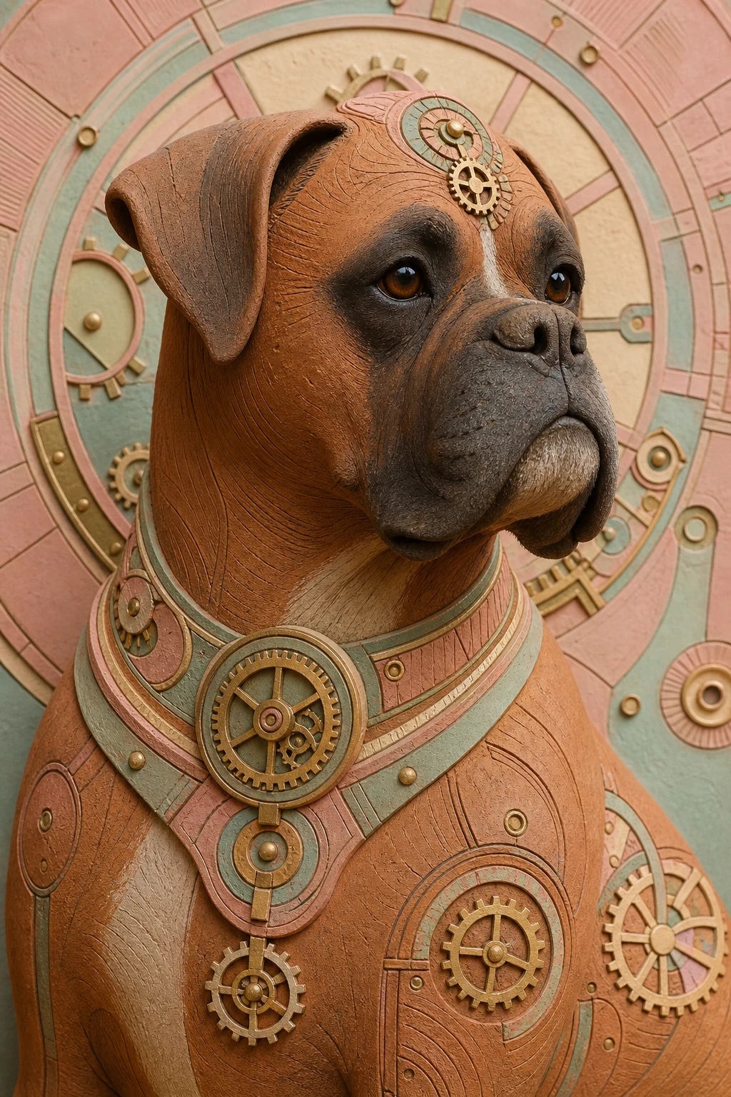 Bruno the Boxer — Ife Terracotta pet portrait