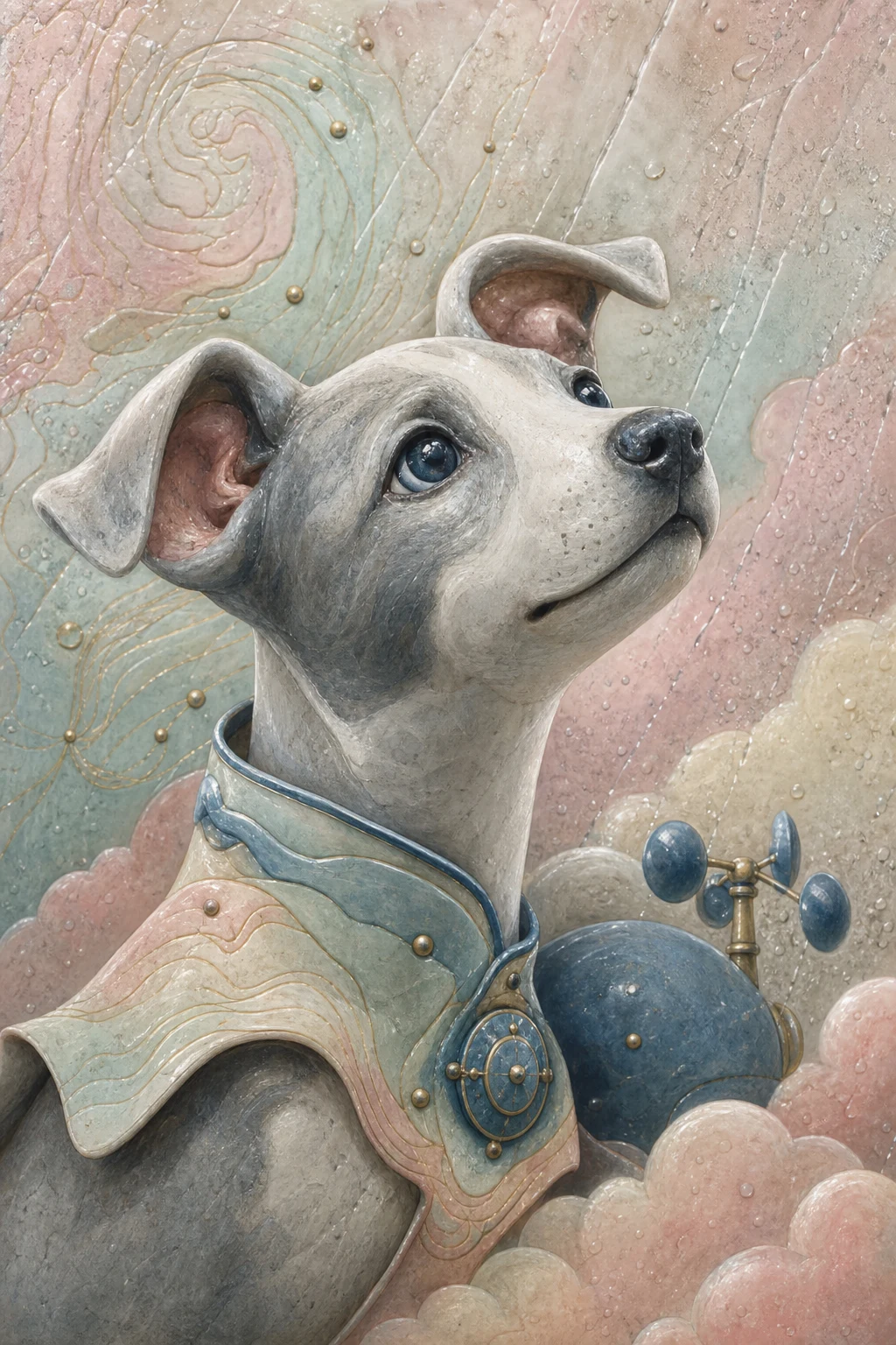 Pip the Whippet — Inuit Soapstone Carving Paint pet portrait