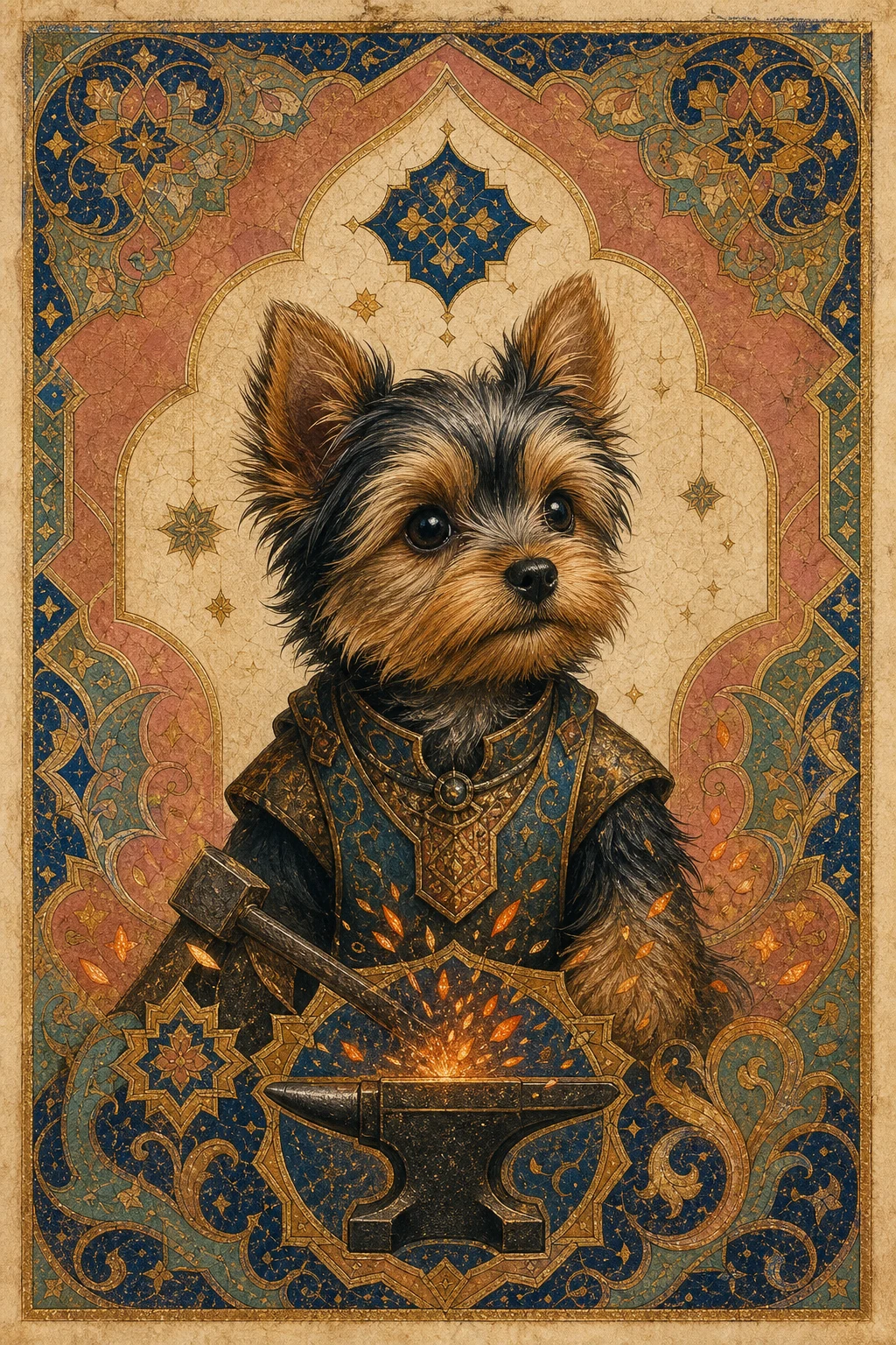 Teddy the Yorkshire Terrier — Islamic Geometric Illumination pet portrait