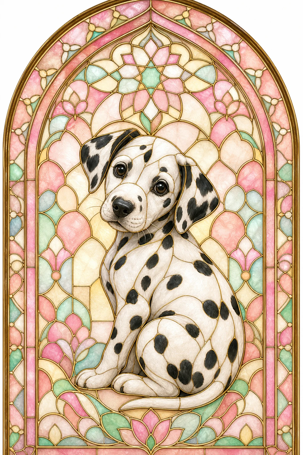 Pip the Dalmatian — Islamic Geometric Illumination pet portrait
