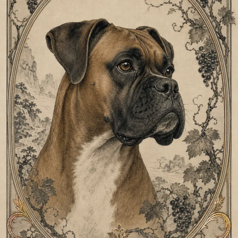 Boxer portrait — korean court miniature on silk