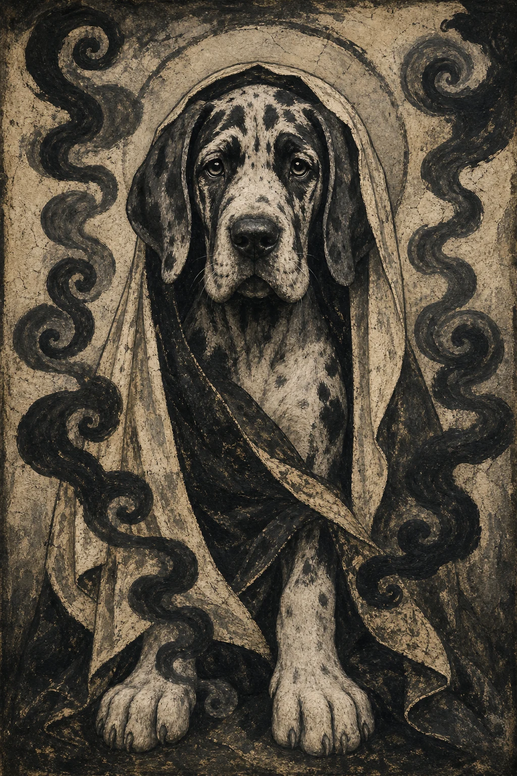 Sable the Great Dane — Lalibela Church Painting pet portrait