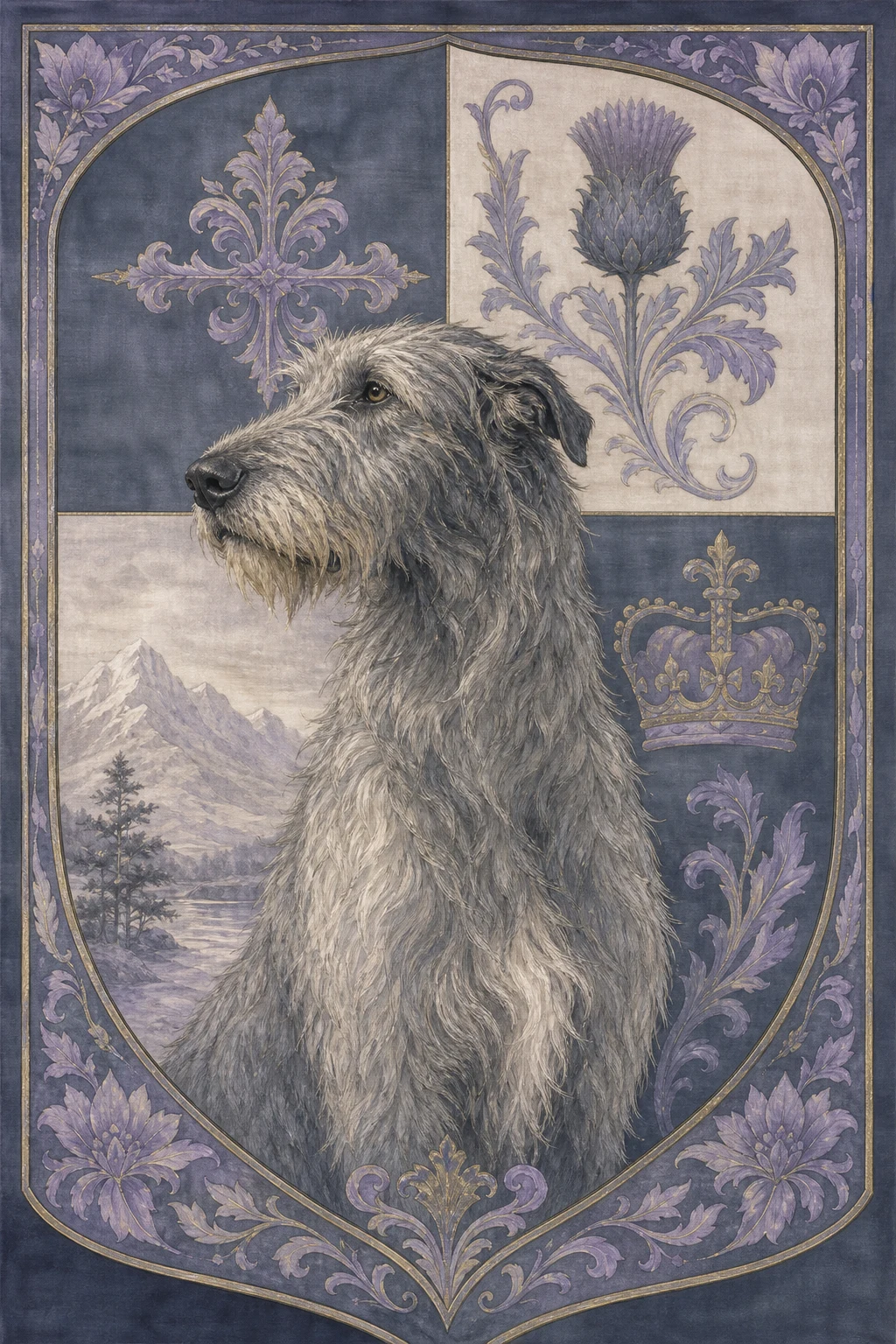 Cormac the Irish Wolfhound — Laotian Silk Painting pet portrait