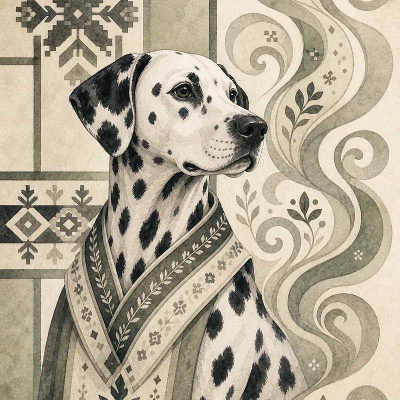 Dalmatian portrait — latvian folk painting