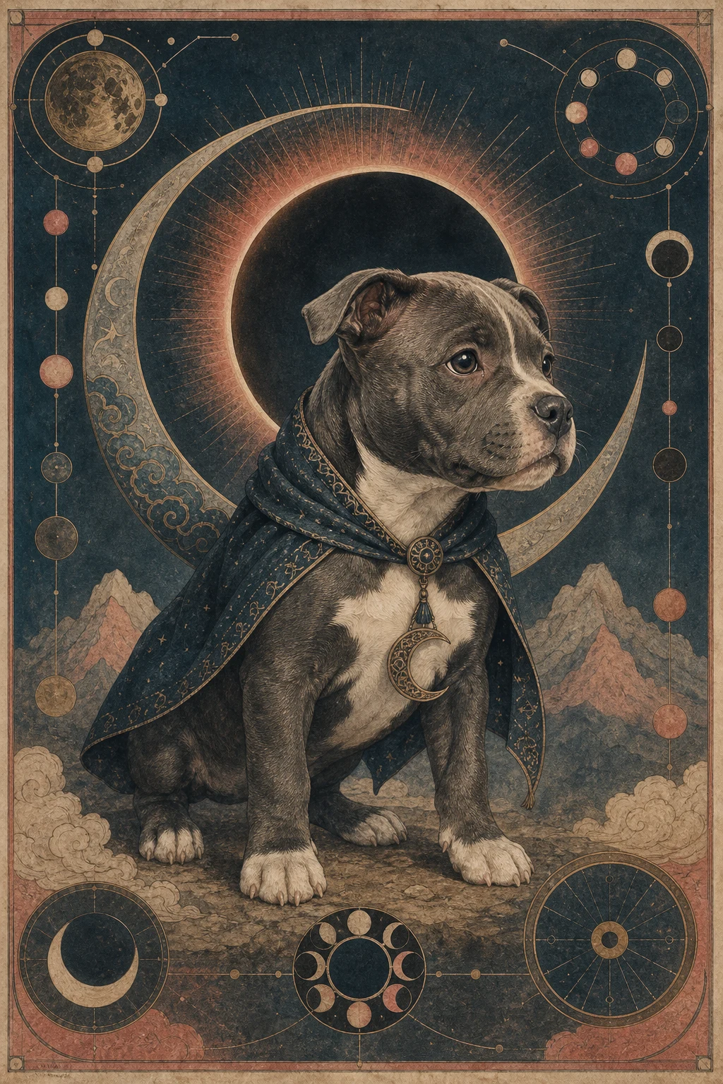 Mabel the Staffordshire Bull Terrier — Lunar Eclipse Dog pet portrait