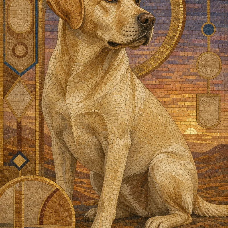 Labrador portrait — macedonian byzantine mosaic