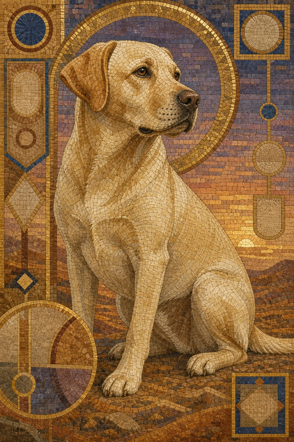 Milo the Labrador — Macedonian Byzantine Mosaic pet portrait
