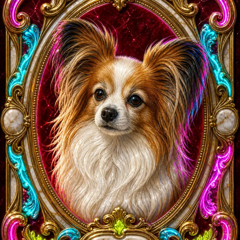 Papillon portrait — maltese baroque marble carving paint