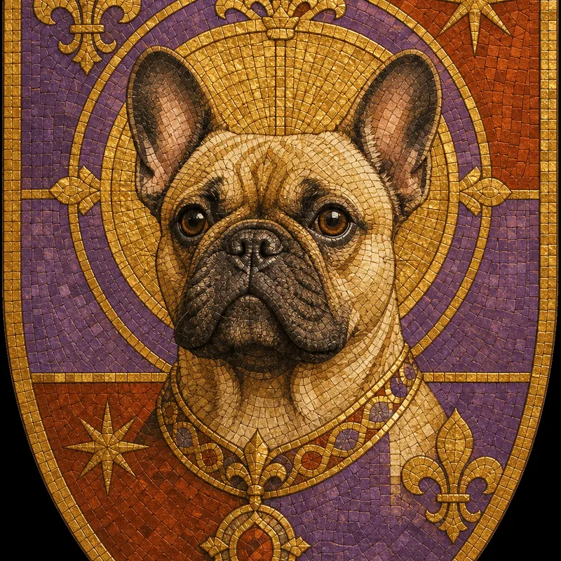 French Bulldog portrait — mosaic byzantine gold