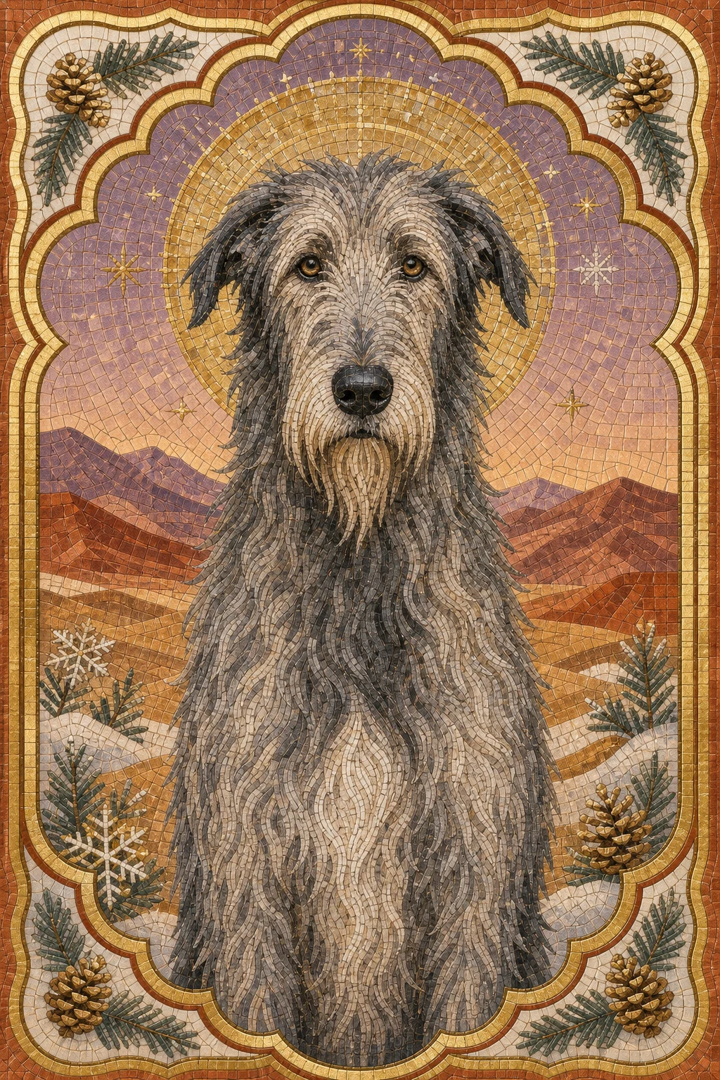 Bran the Irish Wolfhound — Mosaic Icon pet portrait