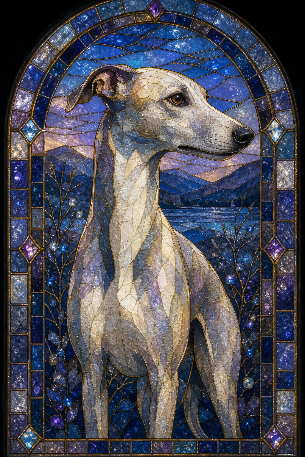 Nell the Whippet — Mosaic Smalti pet portrait
