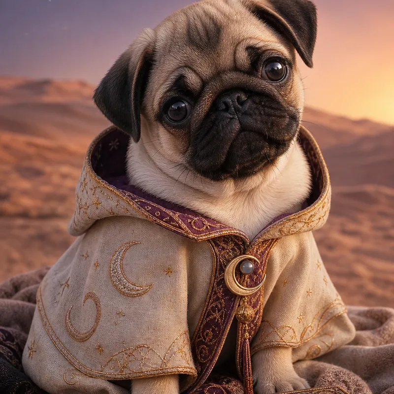 Pug portrait — natural light canvas