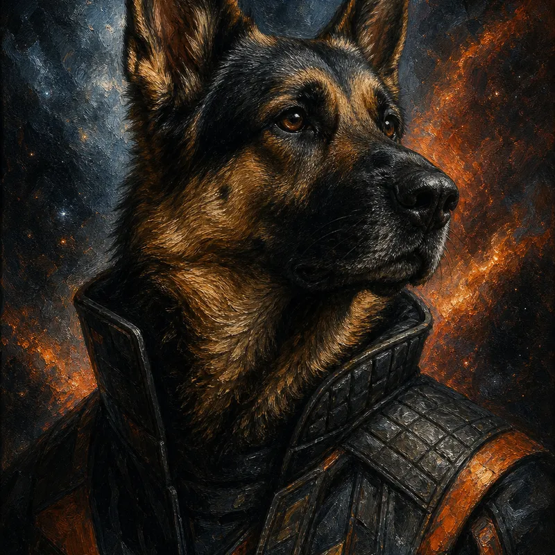 German Shepherd portrait — oil on linen