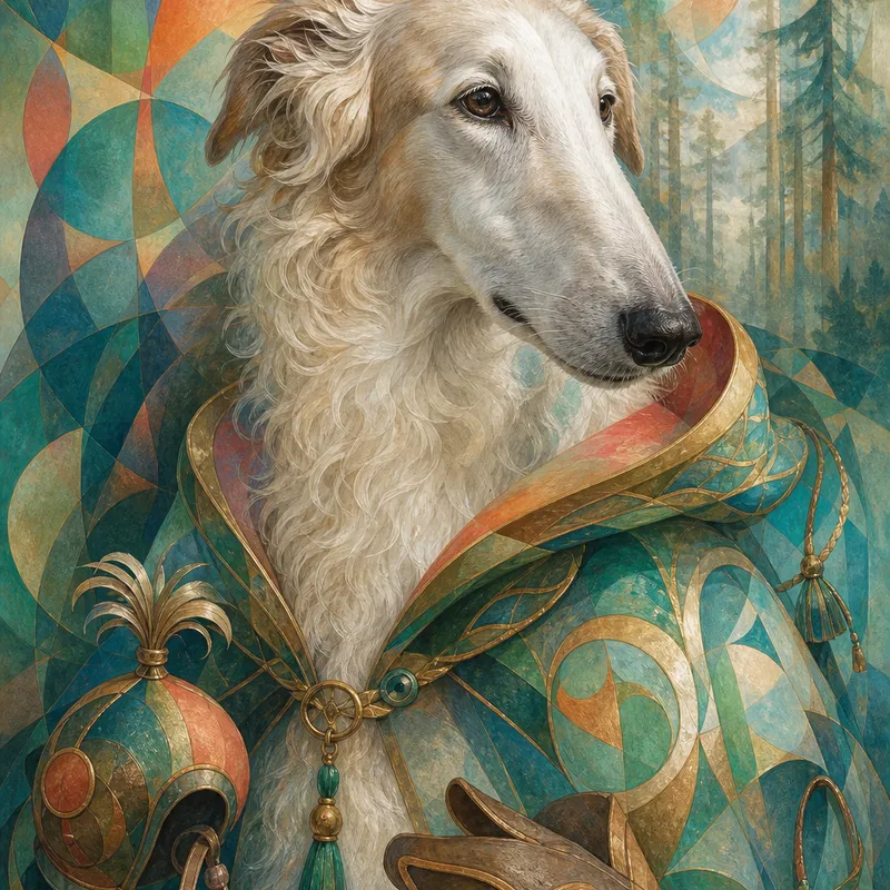 Borzoi portrait — orphism