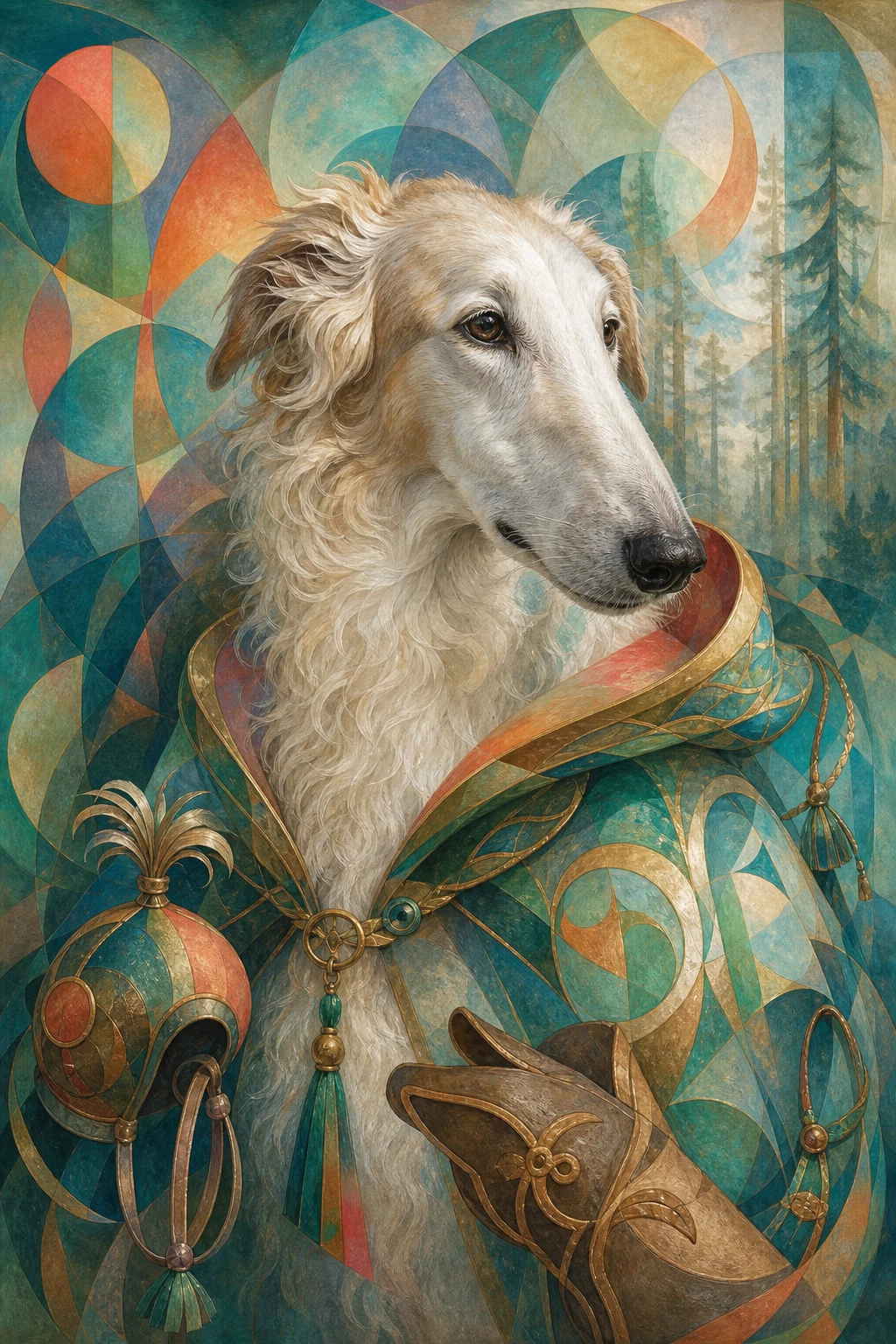 Sasha the Borzoi — Orphism pet portrait