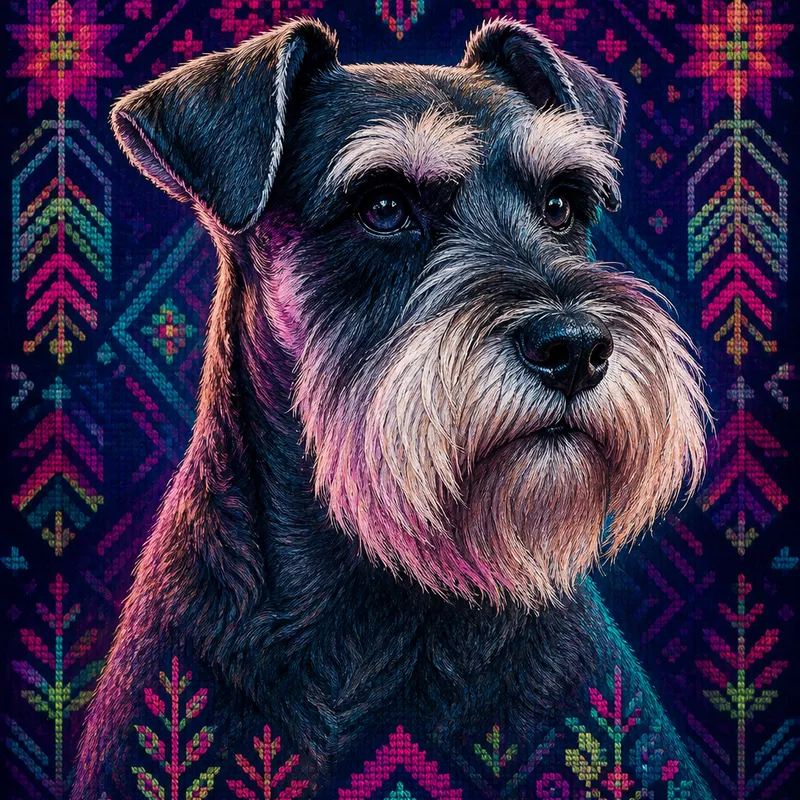 Miniature Schnauzer portrait — pictorialism