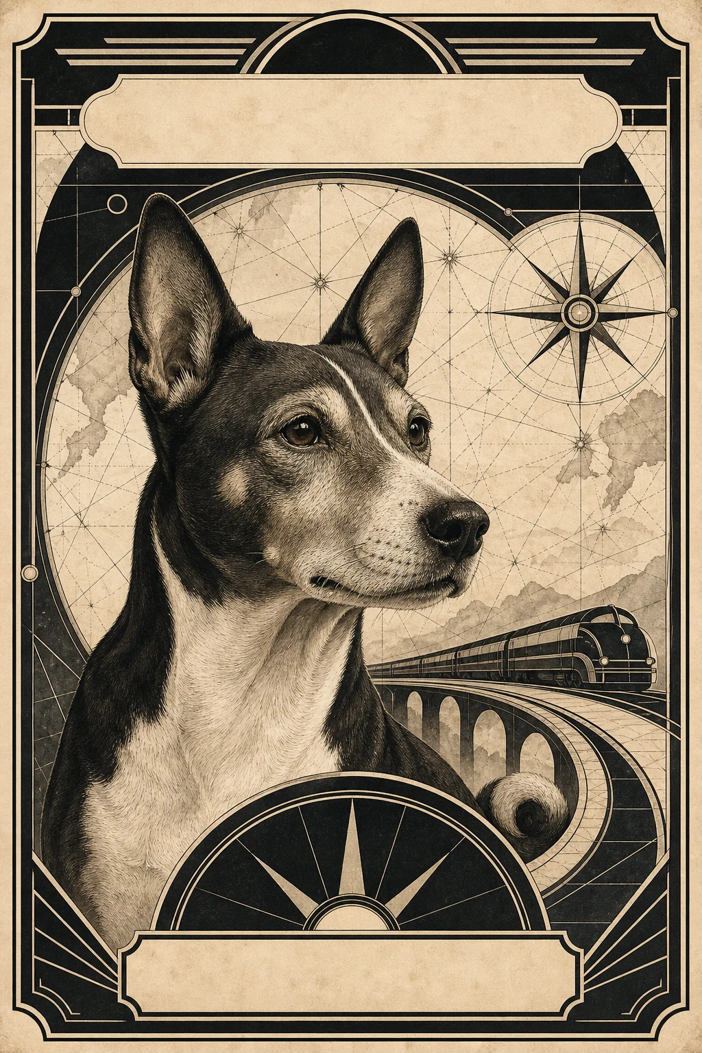 Kito the Basenji — Portolan Ornament pet portrait