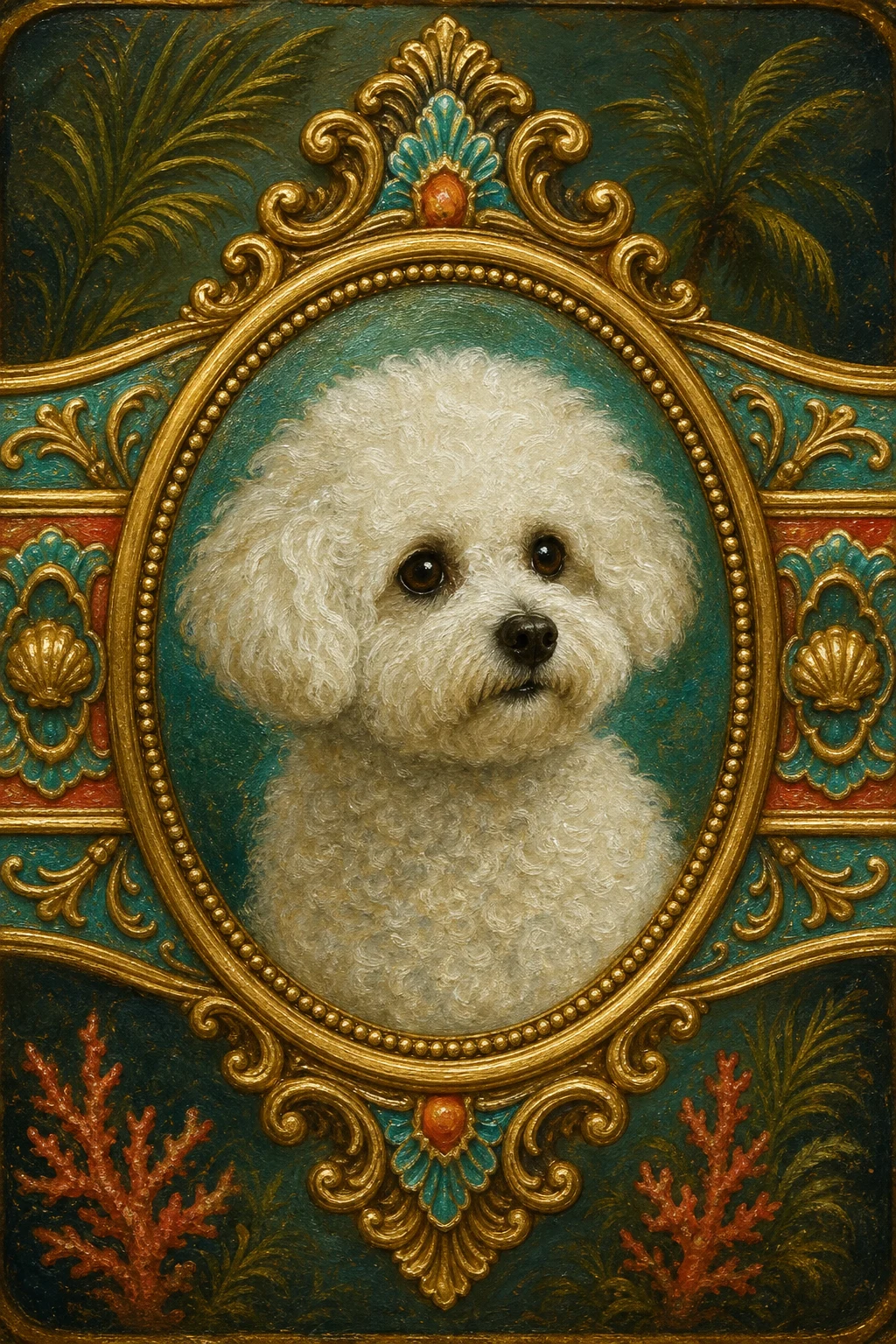Bijou the Bichon Frise — Renaissance Oil pet portrait