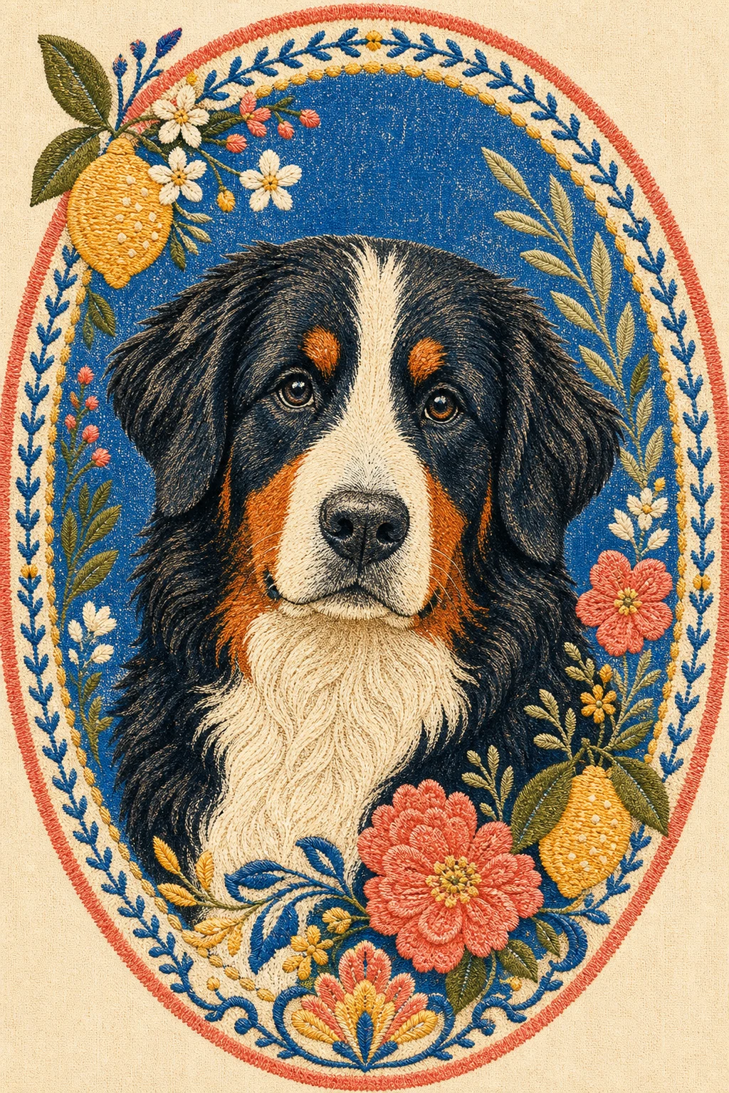 Bruno the Bernese Mountain Dog — Risograph Summer Print pet portrait