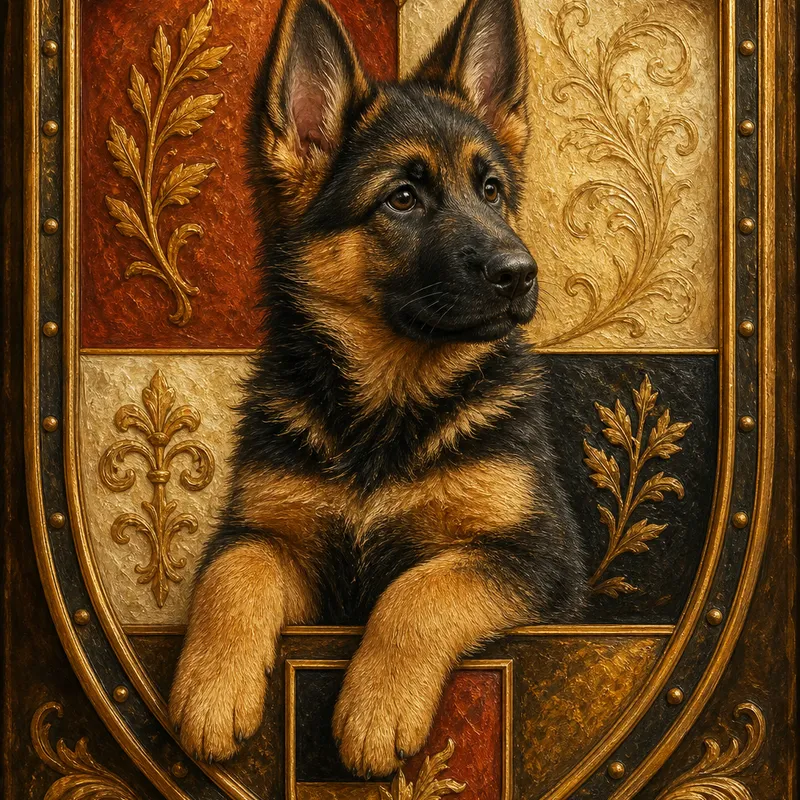 German Shepherd portrait — royal oil