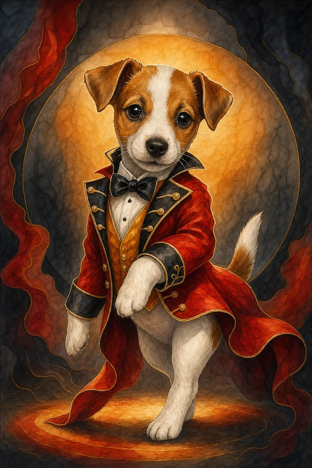 Poppy the Jack Russell Terrier — Silk Painting pet portrait