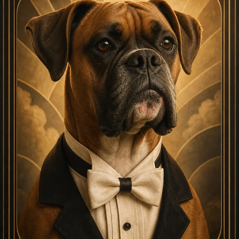 Boxer portrait — studio canvas realism