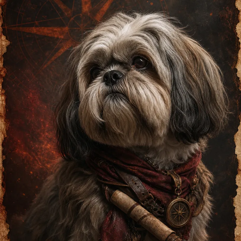 Shih Tzu portrait — studio canvas realism