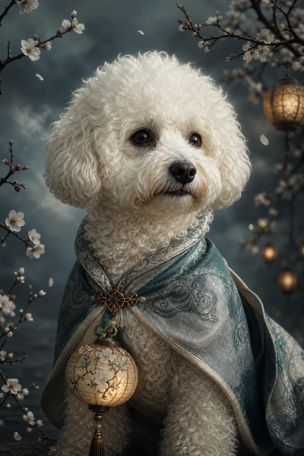 Lumi the Bichon Frise — Studio Canvas Realism pet portrait