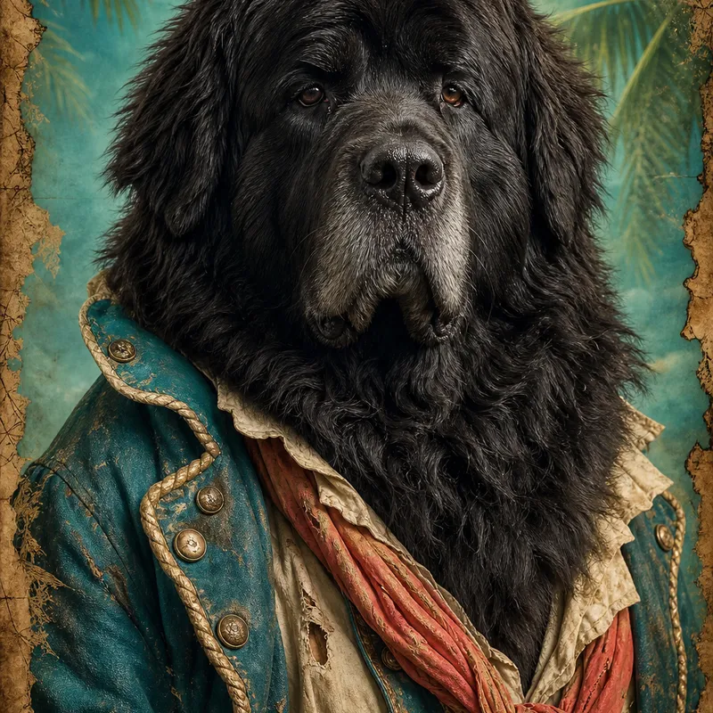 Newfoundland portrait — studio canvas realism
