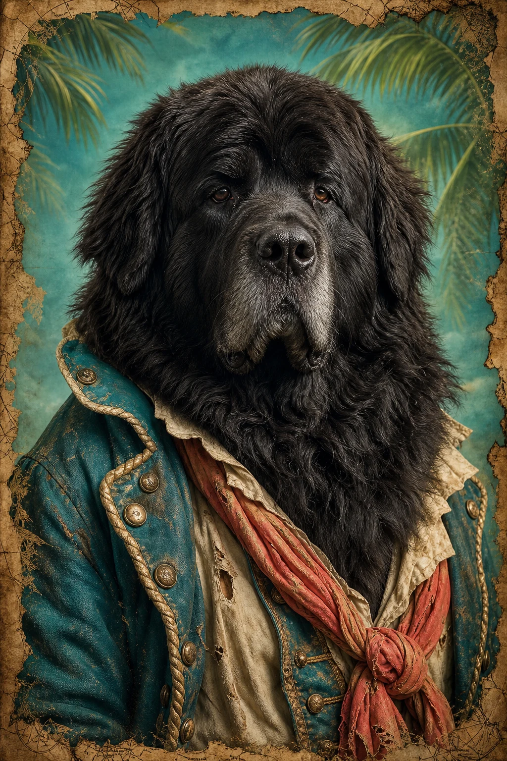 Harbor the Newfoundland — Studio Canvas Realism pet portrait