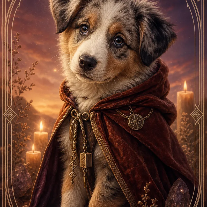 Australian Shepherd portrait — studio canvas realism