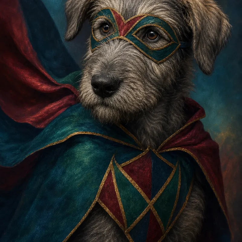 Irish Wolfhound portrait — studio canvas realism