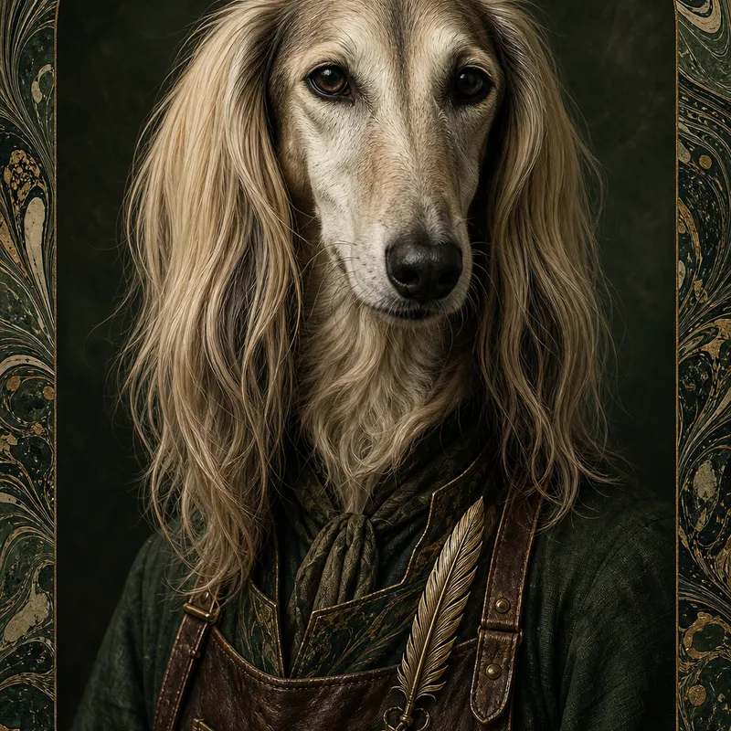 Saluki portrait — studio canvas realism