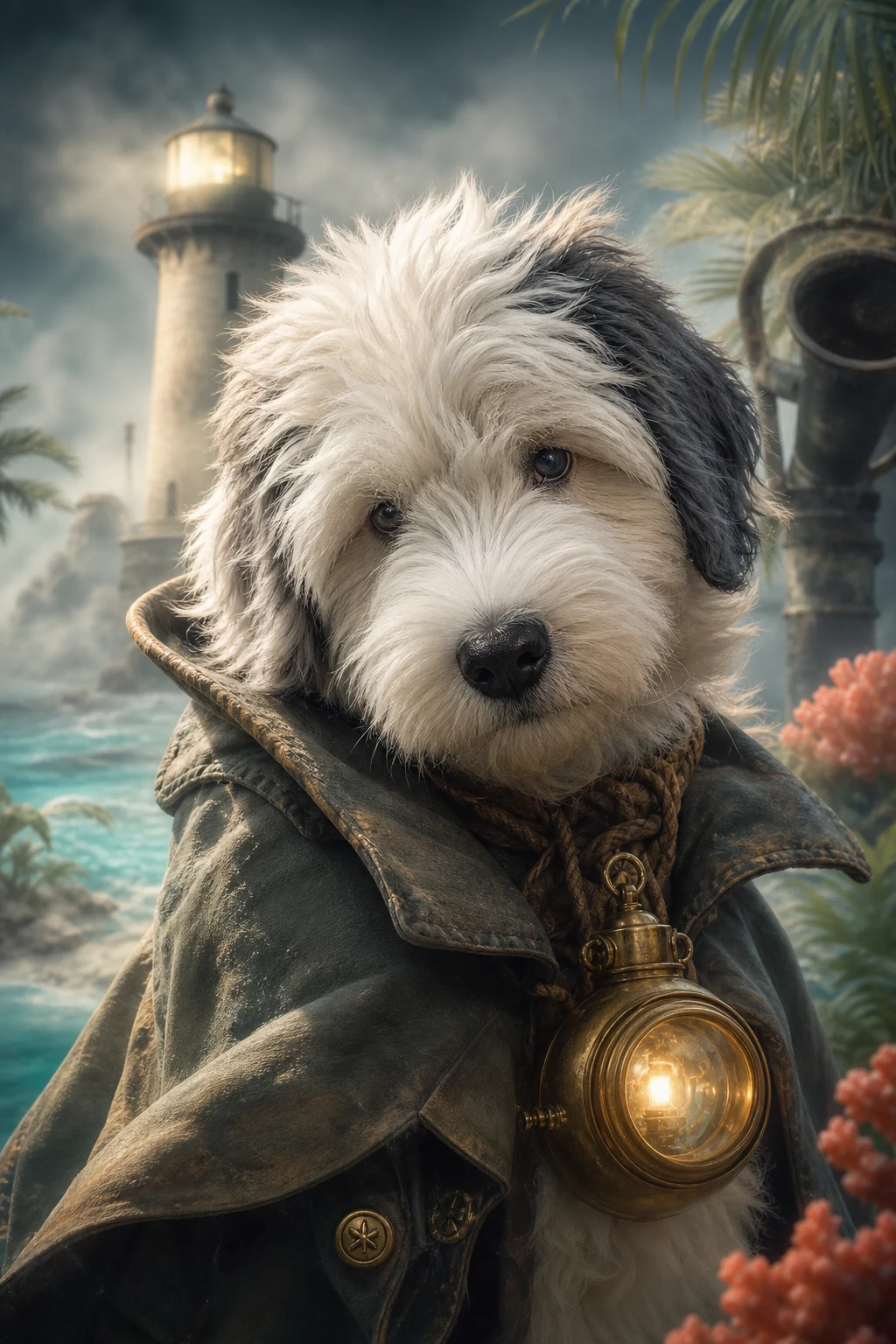 Mabel the Old English Sheepdog — Studio Canvas Realism pet portrait