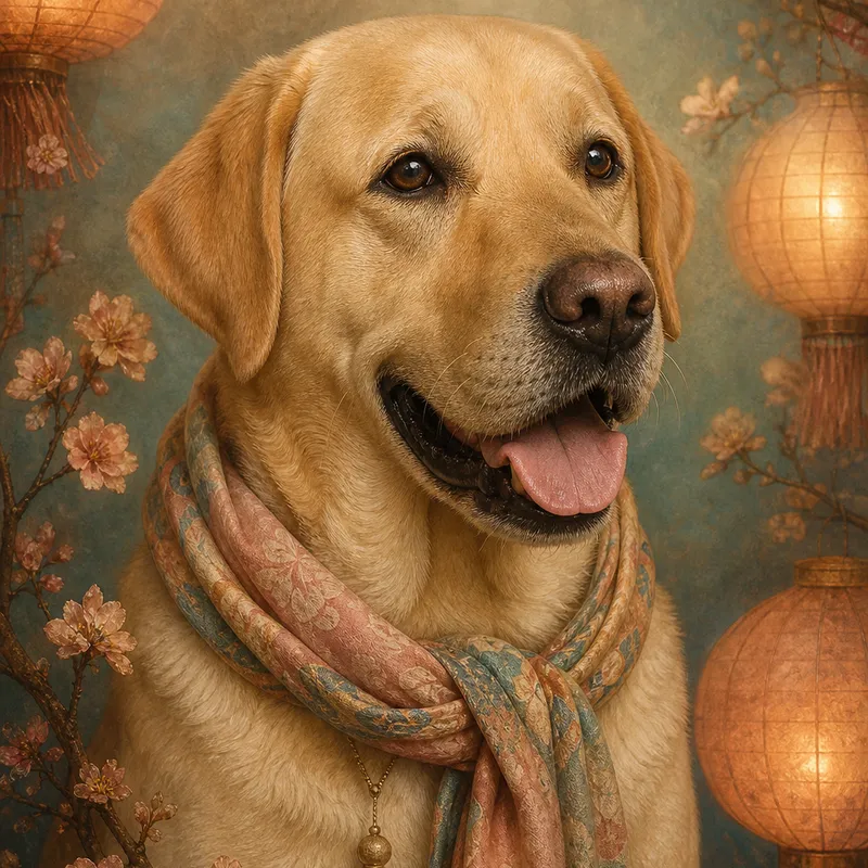 Labrador portrait — studio canvas realism