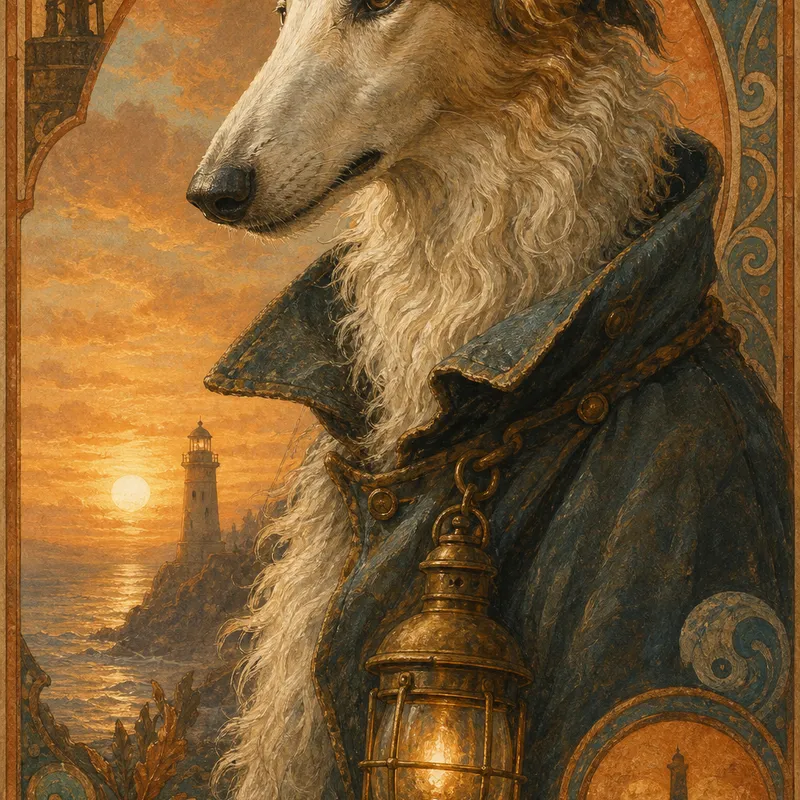 Borzoi portrait — sunrise tigris cat
