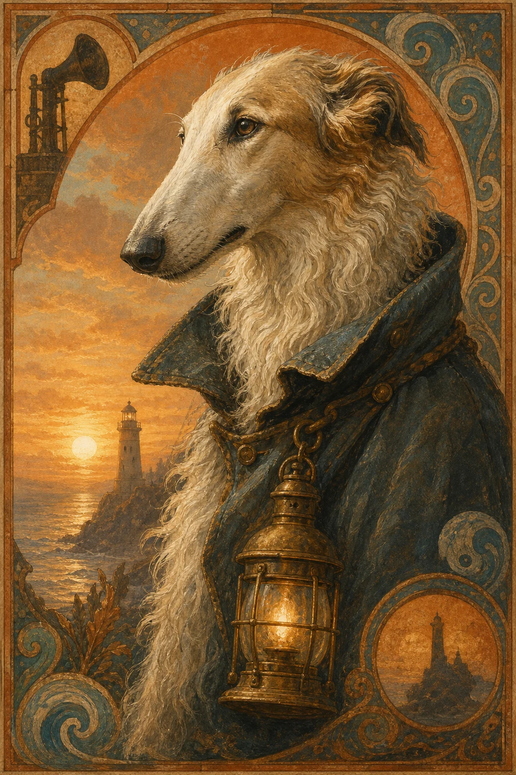 Anya the Borzoi — Sunrise Tigris Cat pet portrait