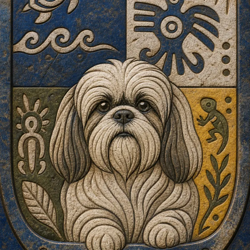Shih Tzu portrait — taino petroglyph
