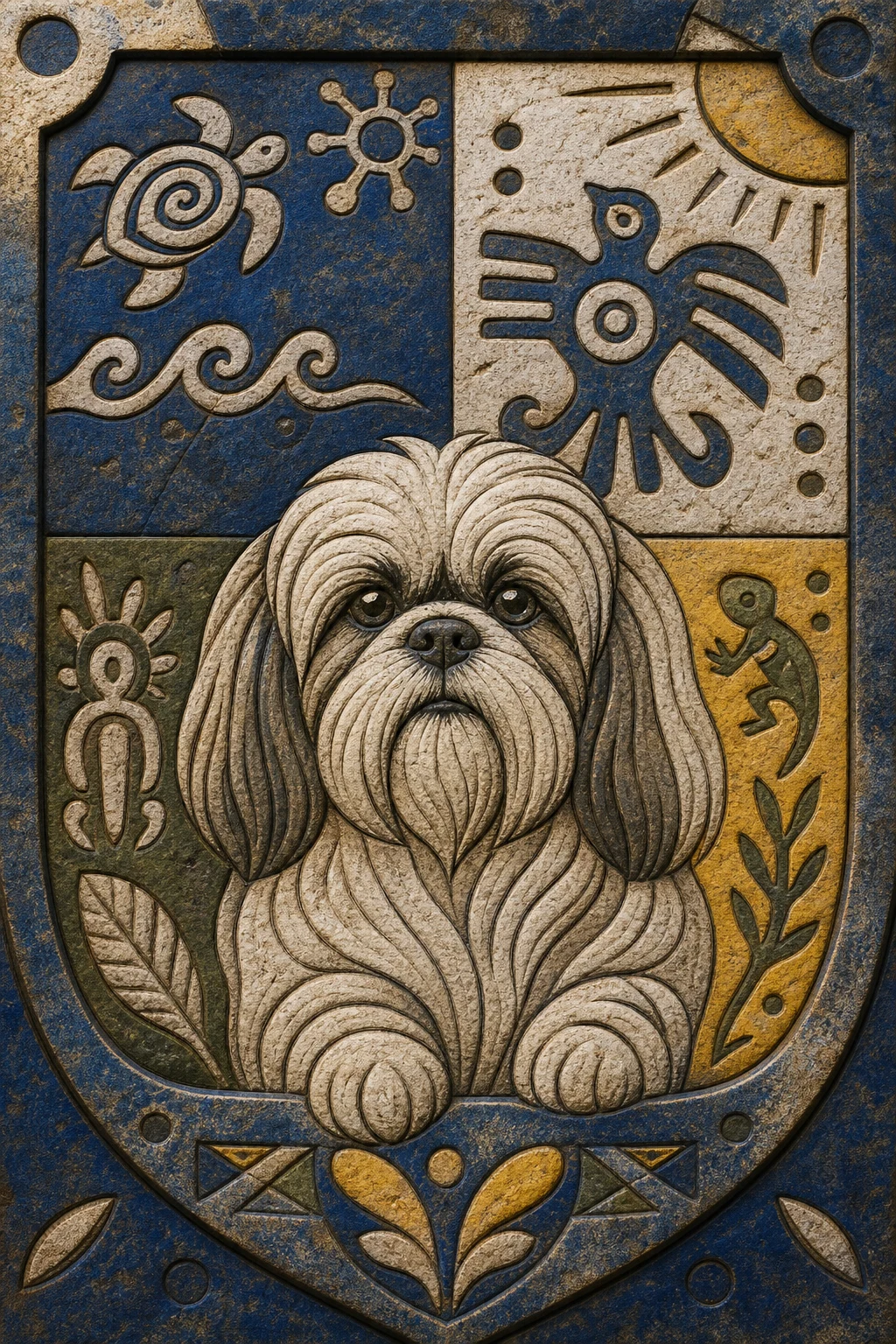 Milo the Shih Tzu — Taino Petroglyph pet portrait