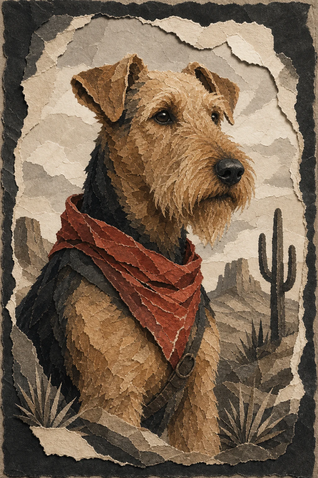 Hank the Airedale Terrier — Torn Paper pet portrait