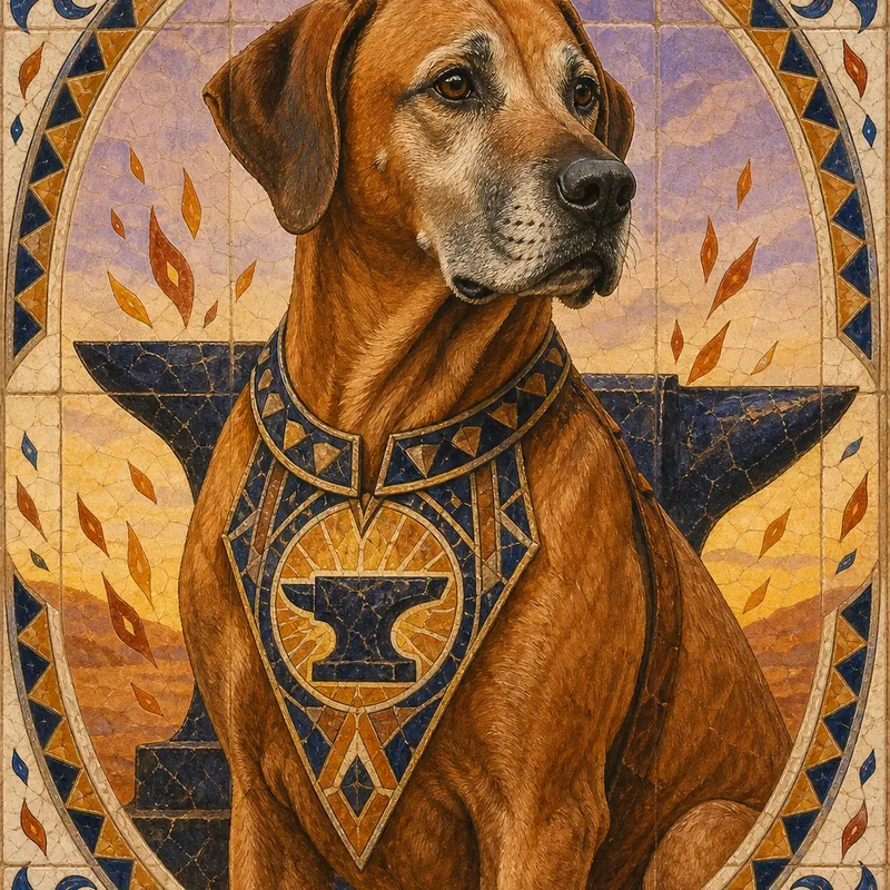 Rhodesian Ridgeback portrait — tunisian ceramic tile