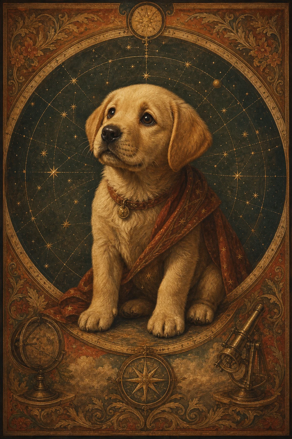 Milo the Labrador — Venezuelan Colonial Oil pet portrait