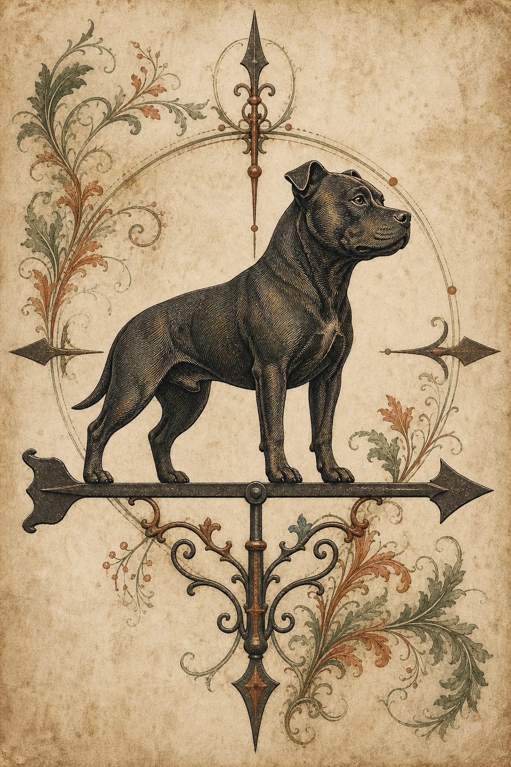 Bramble the Staffordshire Bull Terrier — Vintage Victorian pet portrait