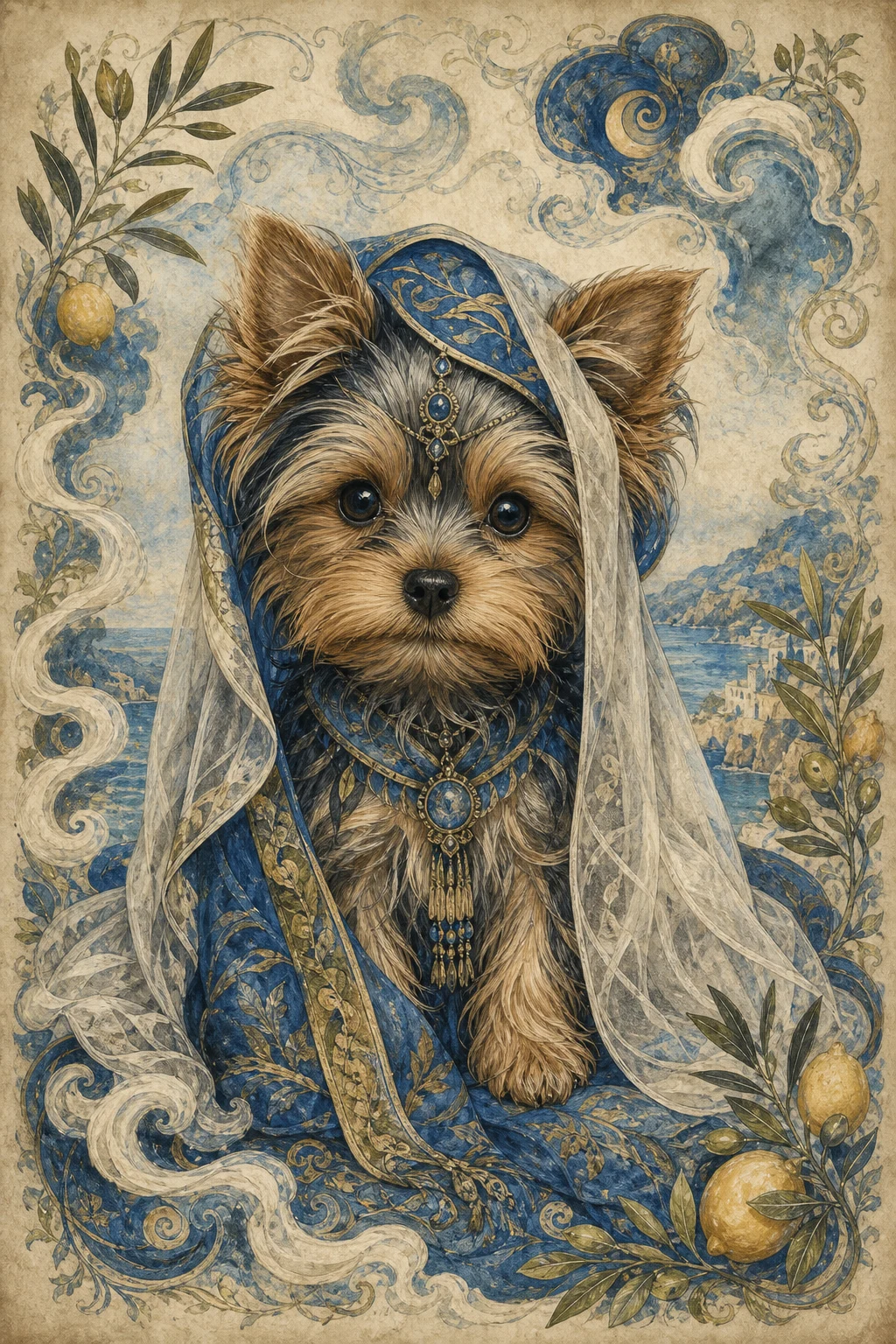 Mabel the Yorkshire Terrier — Vintage Victorian pet portrait