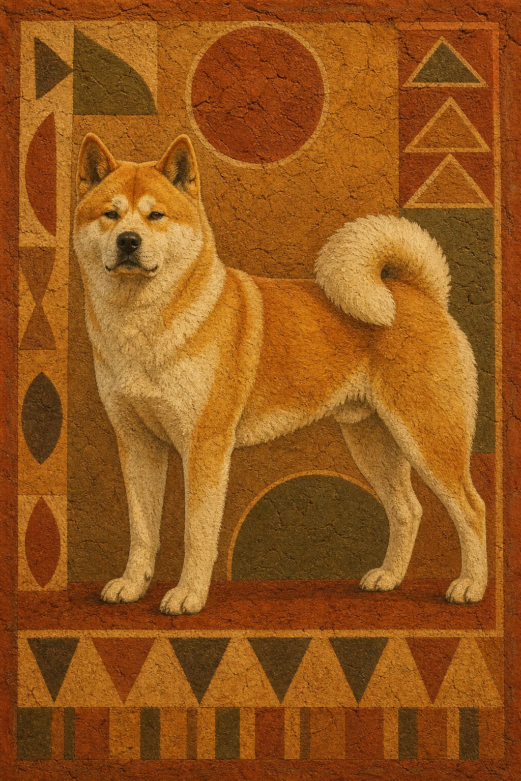 Kuma the Akita — West African Yoruba Wall Painting pet portrait
