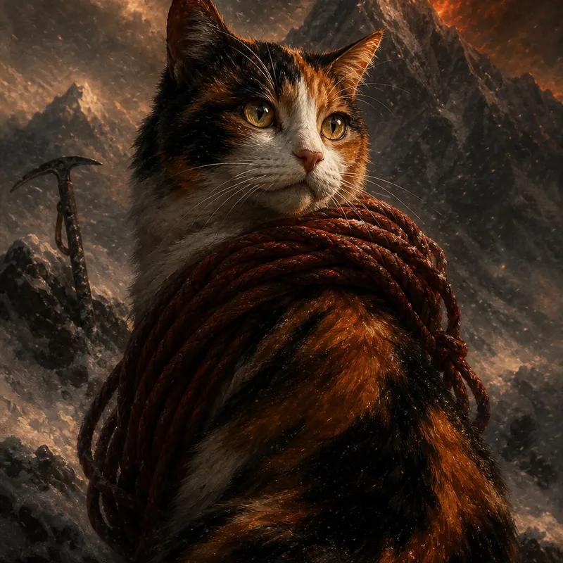 Calico Cat portrait — baroque chiaroscuro