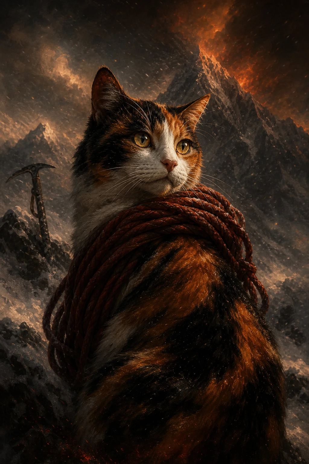 Juniper the Calico Cat — Baroque Chiaroscuro pet portrait