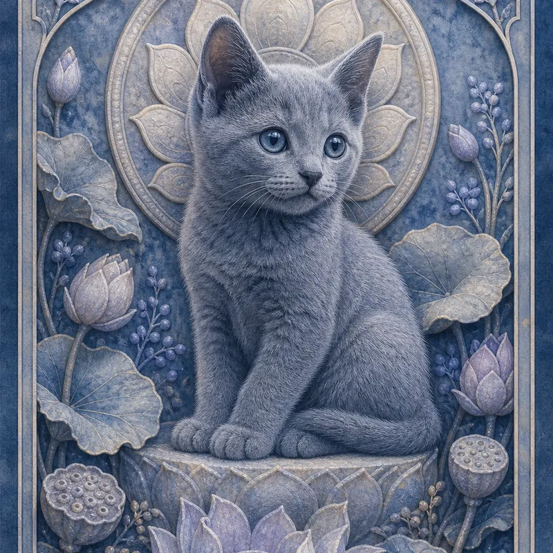 Russian Blue portrait — buddha s companion cat