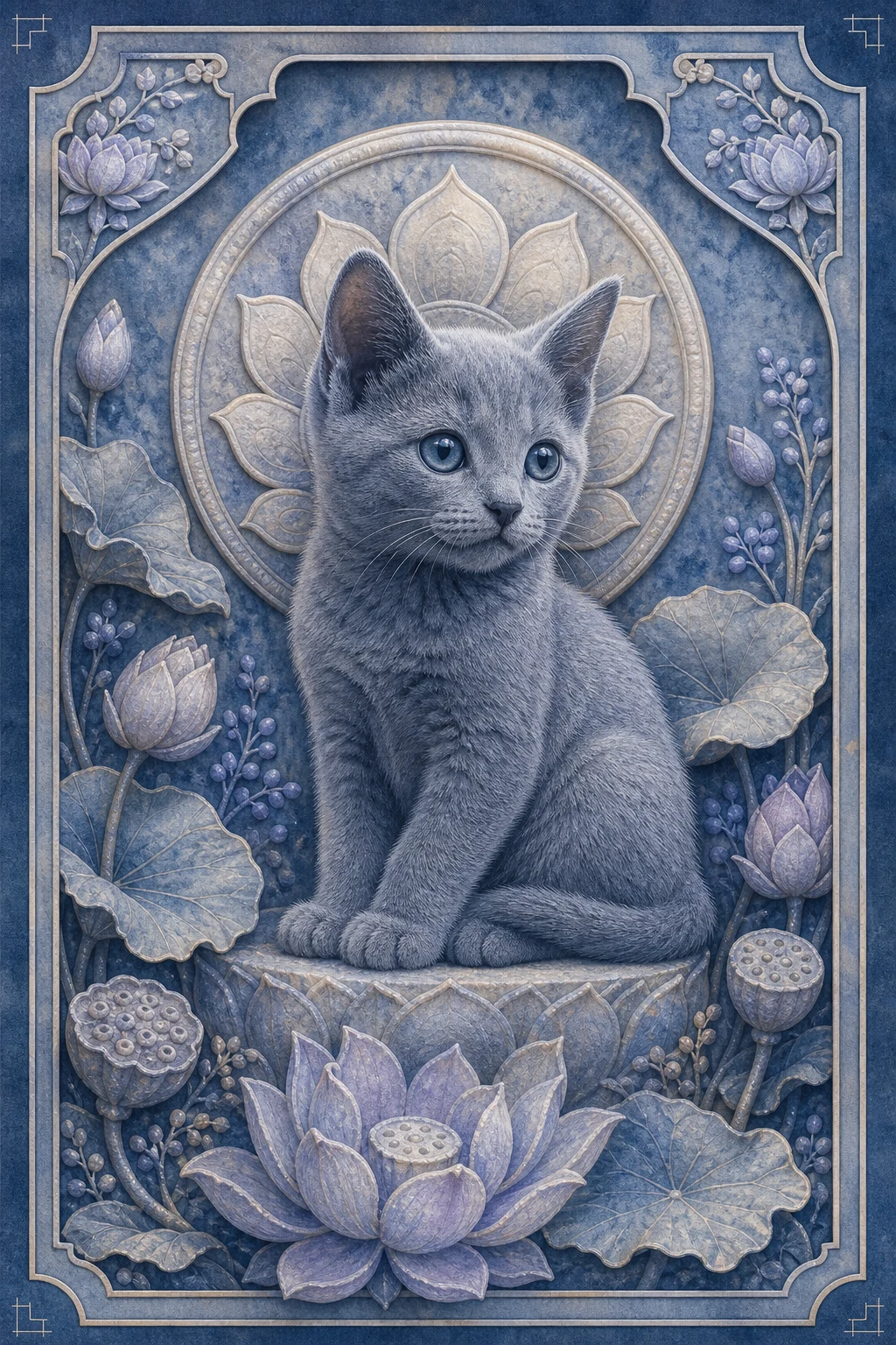 Misha the Russian Blue — Buddha S Companion Cat pet portrait